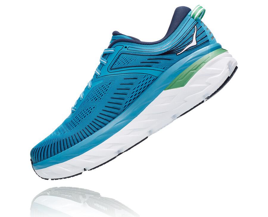 Hoka One One Running Shoes Mens Blue/White - Bondi 7 - 87263EGPK